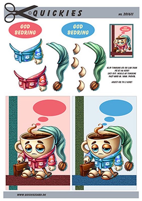 Træt kaffekop,  3D ark - Quickies