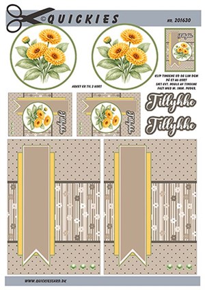 Gule blomster,  3D ark - Quickies