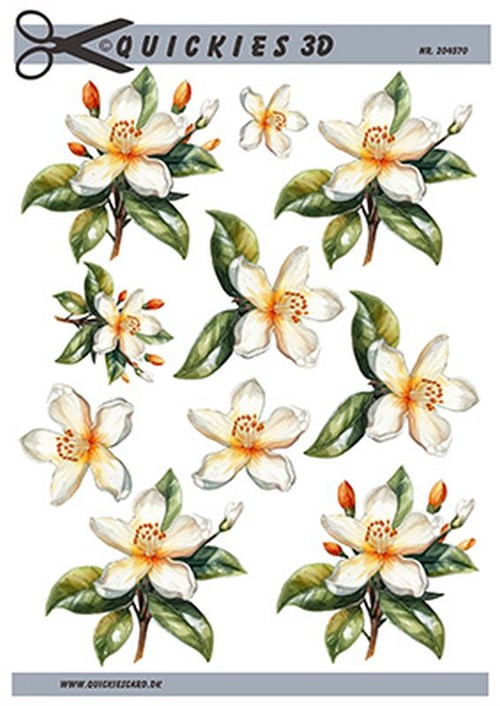 Æbleblomst på stlk, 3D ark - Quickies