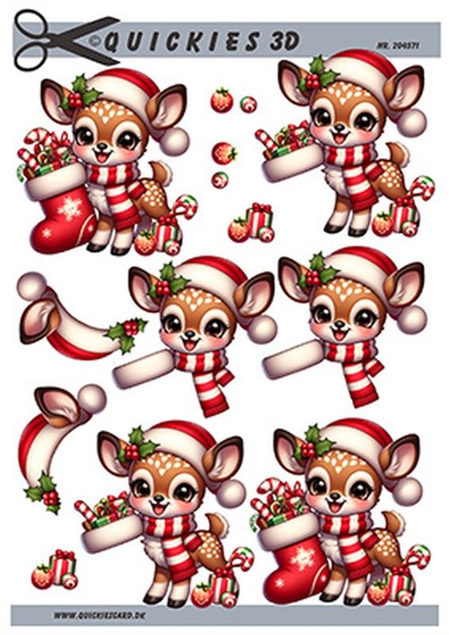 Rådyr og julesok 3D ark - Quickies