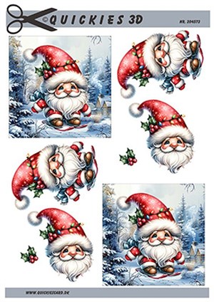Julemand på ski, 3D ark - Quickies