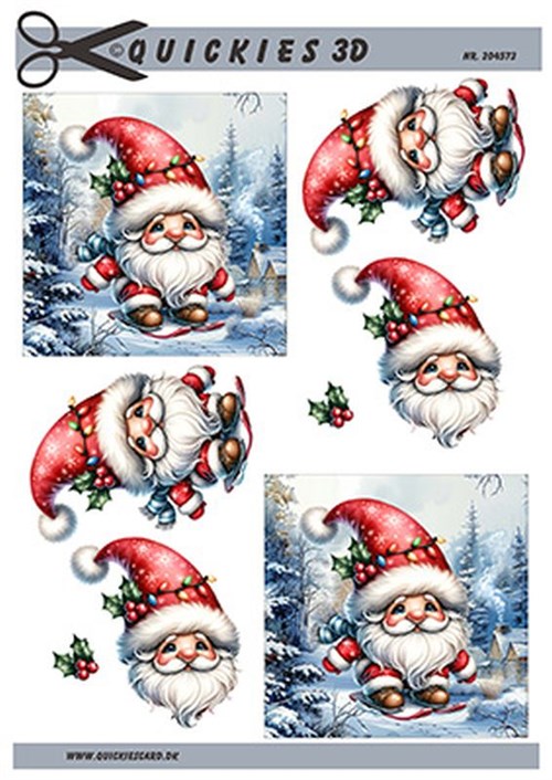 Julemand på ski, 3D ark - Quickies