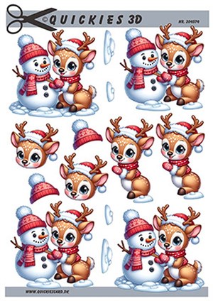 Rådyr og snemand, 3D ark - Quickies