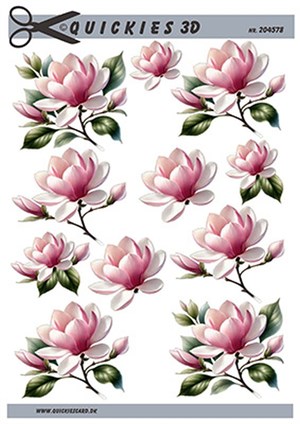 Lyserød æbleblomst, 3D ark - Quickies