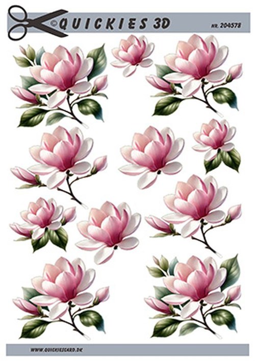 Lyserød æbleblomst, 3D ark - Quickies