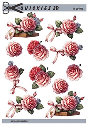  Buket med rose, 3D ark - Quickies