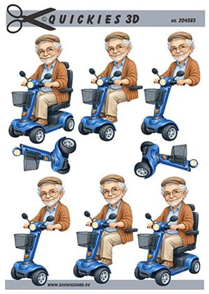 Ældre mand på scooter, 3D ark - Quickies
