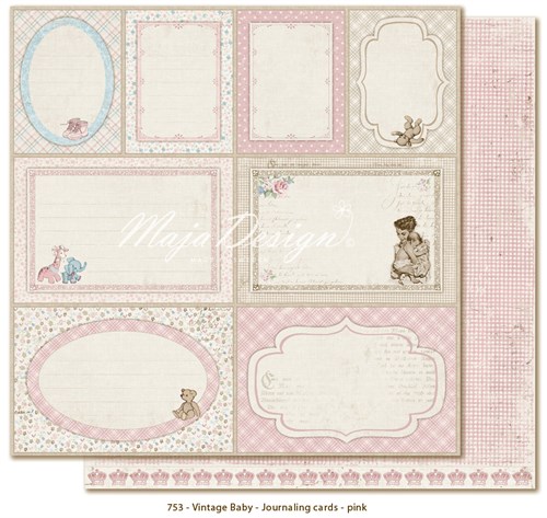 Vintage baby, scrapbooking, journaling cards - pink.