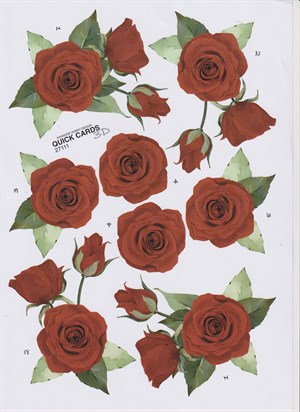 Rød Rose, 3D ark - Quick Cards