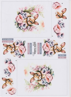 Blomster hare, 3D ark - Quick Cards
