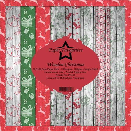 Wooden christmas, scrapbooking pakning, 8 ark, Paper favourites.*