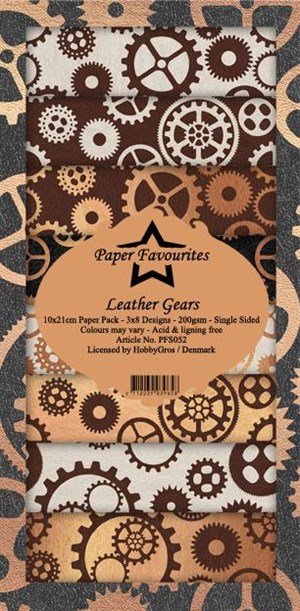 Leather gears, slimkort, mønsterkarton pakning, Paper favourites.*