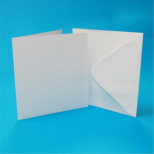 Kort med kuvert, hvid, 15,2x15,2 cm., 50 sæt.