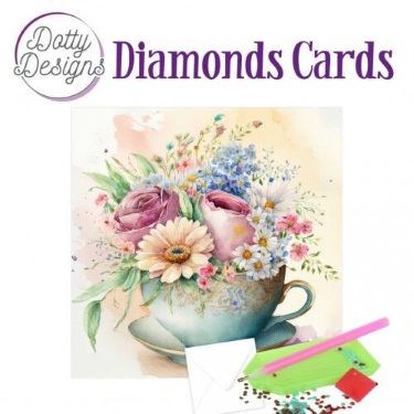  Diamond Card - kop med blomster