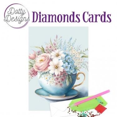  Diamond Card - kop med blomster 2