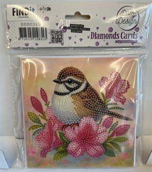  Diamond Card - blomst spurv  15x15 cm