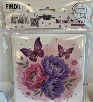  Diamond Card - sommerfugl blomst   15x15 cm