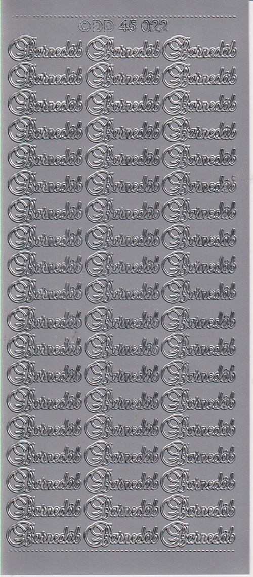 45022 - Barnedåb, stickers, Sølv.