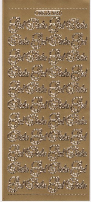 45751 - God Påske, stickers, Guld.