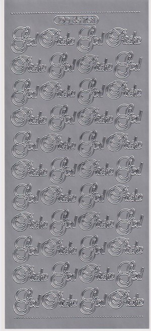 45751 - God Påske, stickers, Sølv.