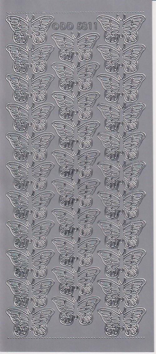 5811 - Sommerfugle, stickers, Sølv.