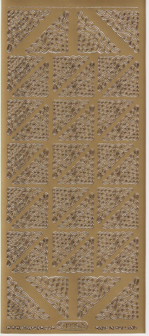 1225 - Hjørner, stickers, Guld.