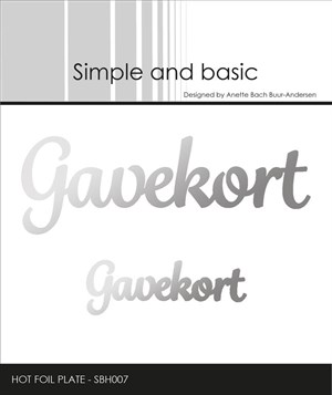Gavekort, dansk tekst, hot foil dies, Simple og basic.*