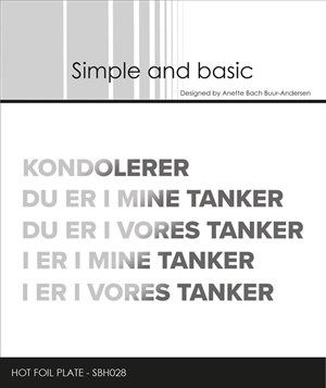 Kondolerer m.m, dansk tekst, hot foil dies, Simple og basic.