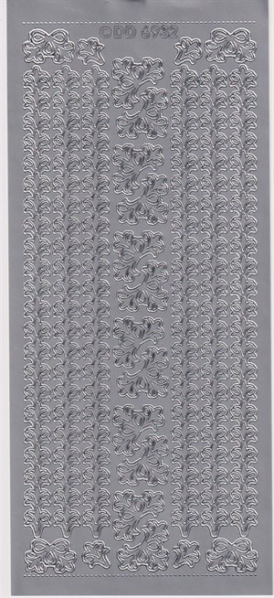 6932 - Hjørner, kanter, stickers, sølv.