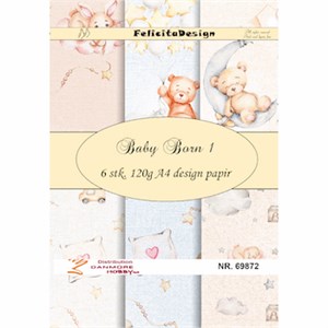 Baby Barn 1, mønsterpapir pakning, A4, Felicita design.