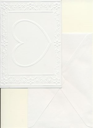 Kort og Kuvert C6 præget hvid 10sæt