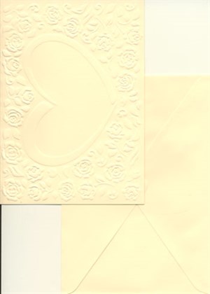 Kort og Kuvert C6 præget creme 10sæt