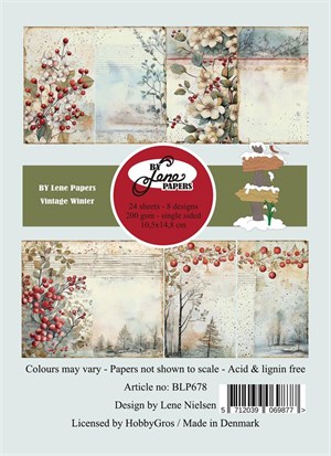 Vintage-vinter, design karton, BY Lene Paperpad.