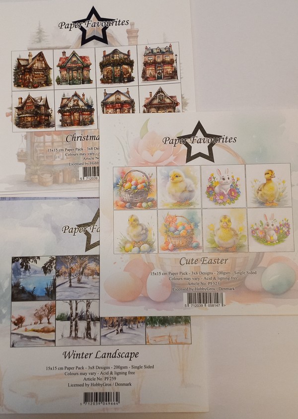 15x15  pakninger fra Paper Favourits