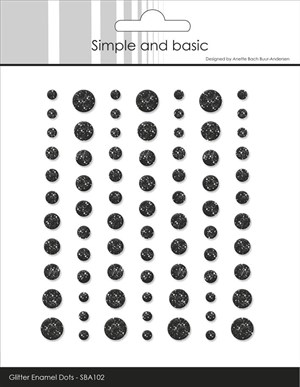 Simple and Basic Glimmer Enamel Dots, Sort, 77stk