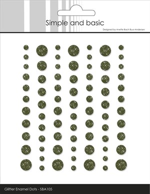 Simple and Basic Glimmer Enamel Dots, Skovgrøn, 77stk