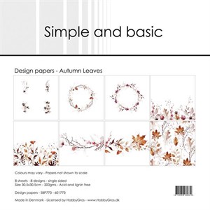 Efterårsblade, scrapbooking pakning, 8 ark, Simple and basic. 