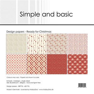 Klar til jul, scrapbooking pakning, 8 ark, Simple and basic. 