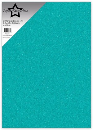 Glitterkarton, Paper Favourite, Isblå. 