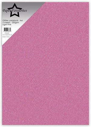 Glitterkarton, Paper Favourite, Lyserød. 