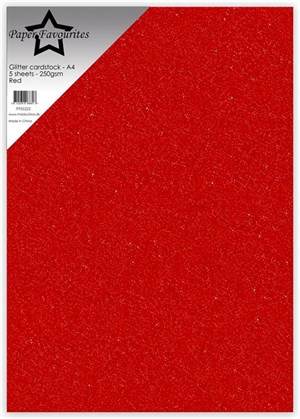 Glitterkarton, Paper Favourite, Rød. 