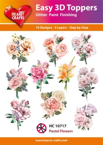 Blomster roser 3d-motiver udstanset med glimmer fra Easy toppers 