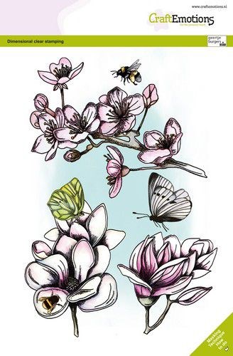 Blomst - Magnolia, klar stempel fra CraftEmotions.*