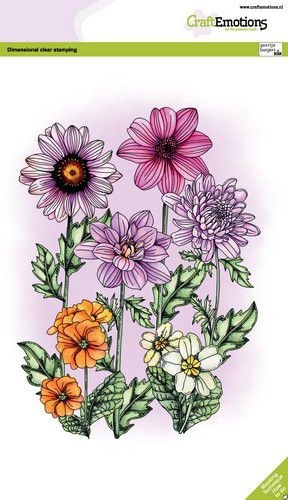 Blandede sommerblomster, klar stempel fra CraftEmotions.*
