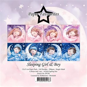 Sovende pige og dreng, mønsterkarton pakning, Paper favourites.