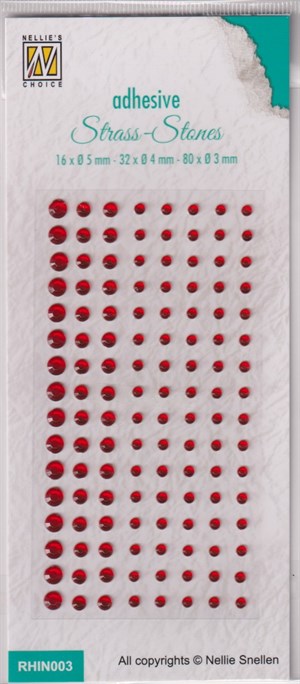 Rød rhinsten, runde, 5-4-3 mm.