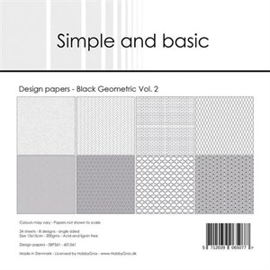  Mønsterkarton pakning, Sort geometrisk bind 2, Simple and basic.