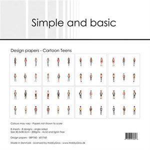 Scrapbooking pakning, Unge Teenagere. 8 ark, Simple and basic. 